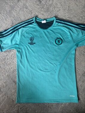 Chelsea Teal Training Tee with Champions Logo